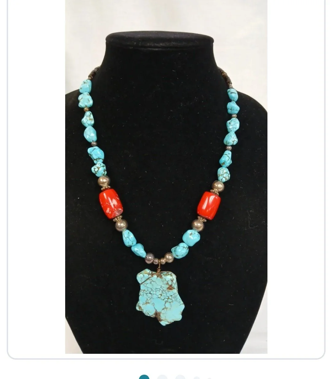 Turquiose and coral Necklace