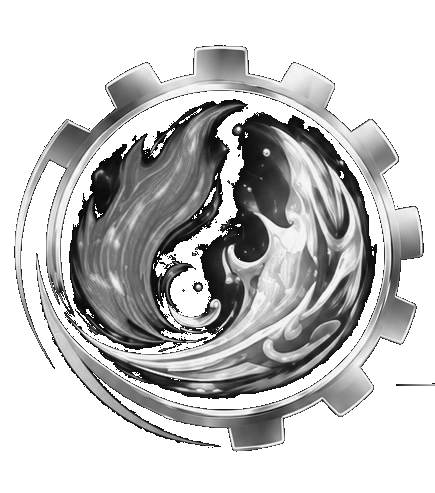 Greenway Mechanical Services LLC logo featuring a metallic gear with fire and water elements representing HVAC, heating, cooling, mechanical services, and property maintenance.