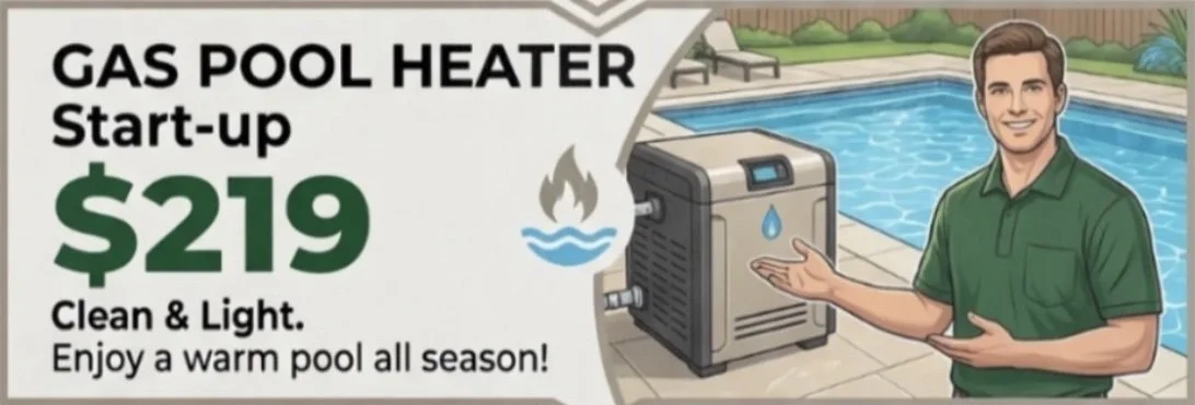 Licensed gas pool heater start-up, cleaning, and maintenance services for $219 by Trent Valley Mechanical in Northumberland, Clarington, Kawartha Lakes, Peterborough and Durham region.