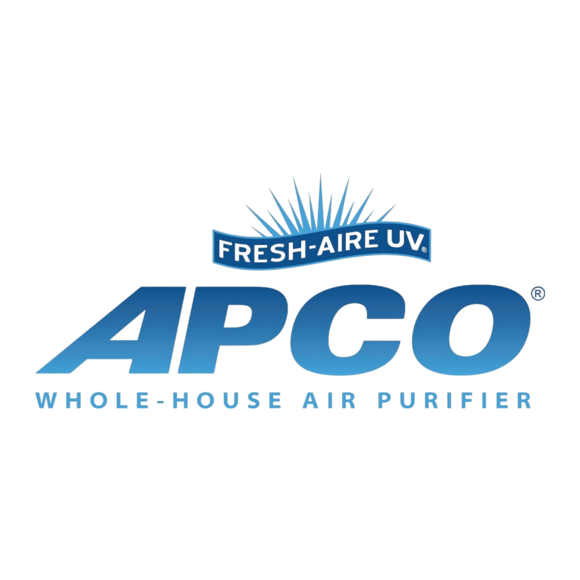 Official Fresh-Aire UV APCO brand logo, featured alongside authorized indoor air quality and whole-house air purifying equipment options on the Trent Valley Mechanical website.