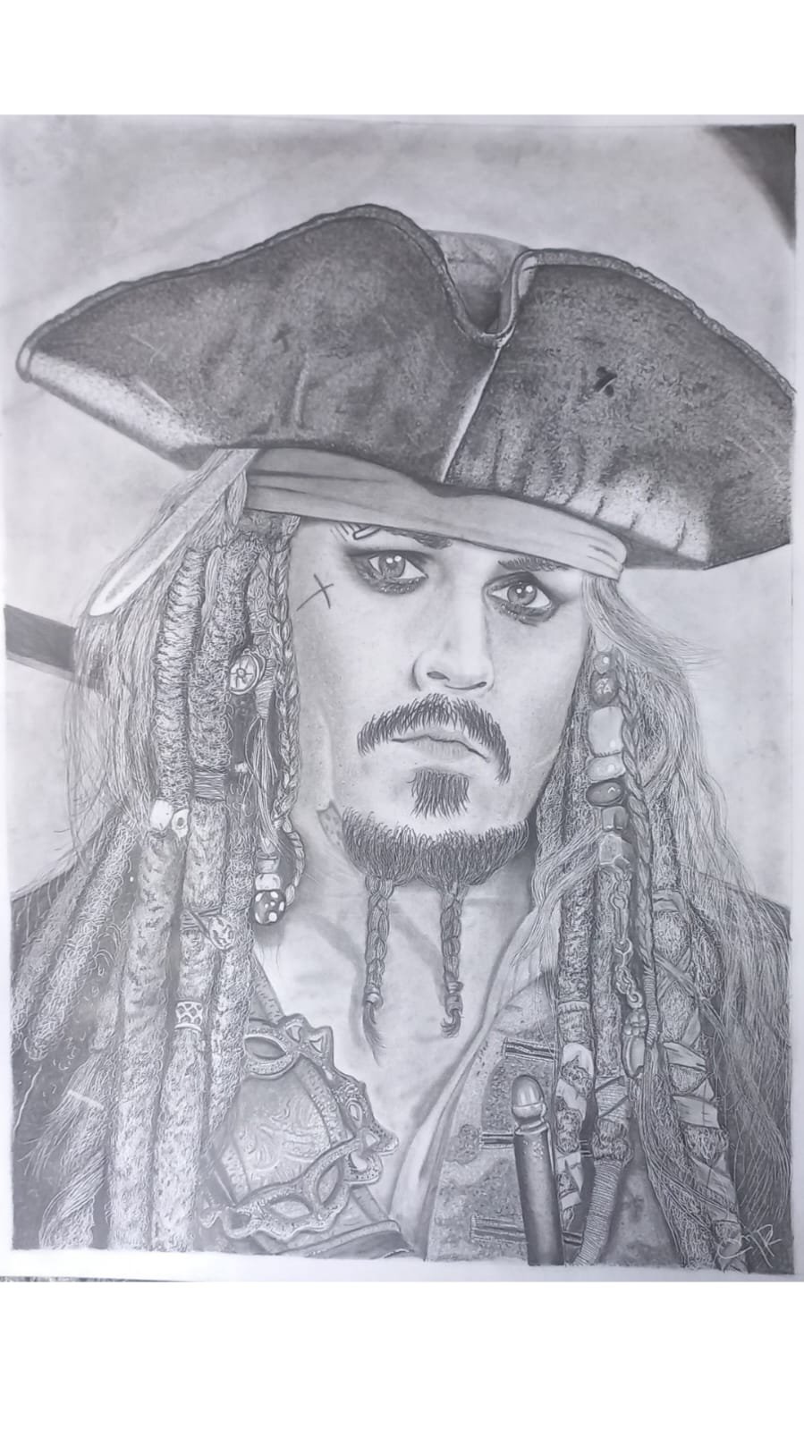 Jack Sparrow / Tecnica: Grafito / Tamaño: A3 42 x 29.7 / Hoja: Cartulina escolar