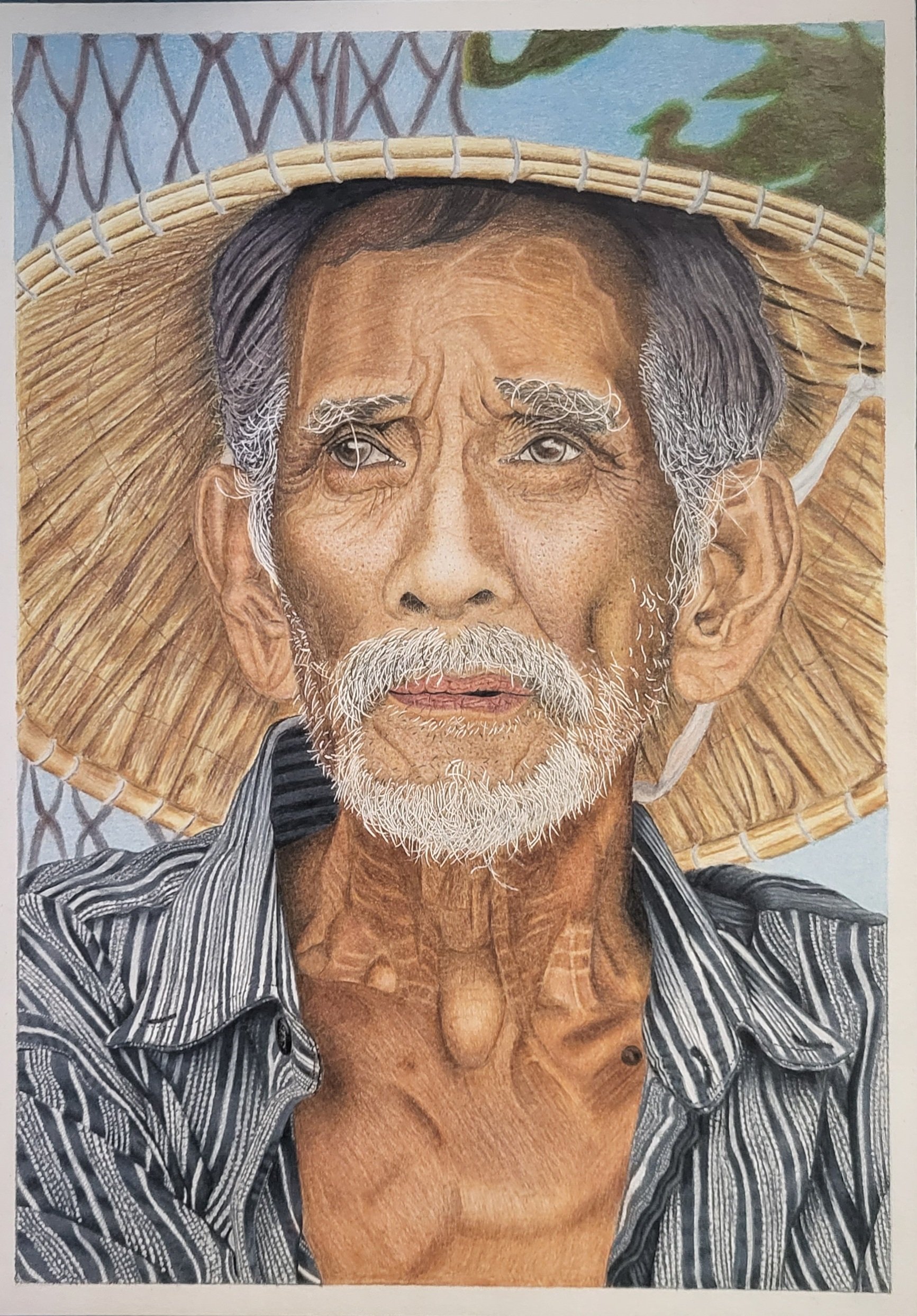 Abuelo Pescador / Técnica: Lapices de colores / Tamaño: A3 42x29.7 / Hoja: Strathmore Bistrol vellum surface 270 grs.