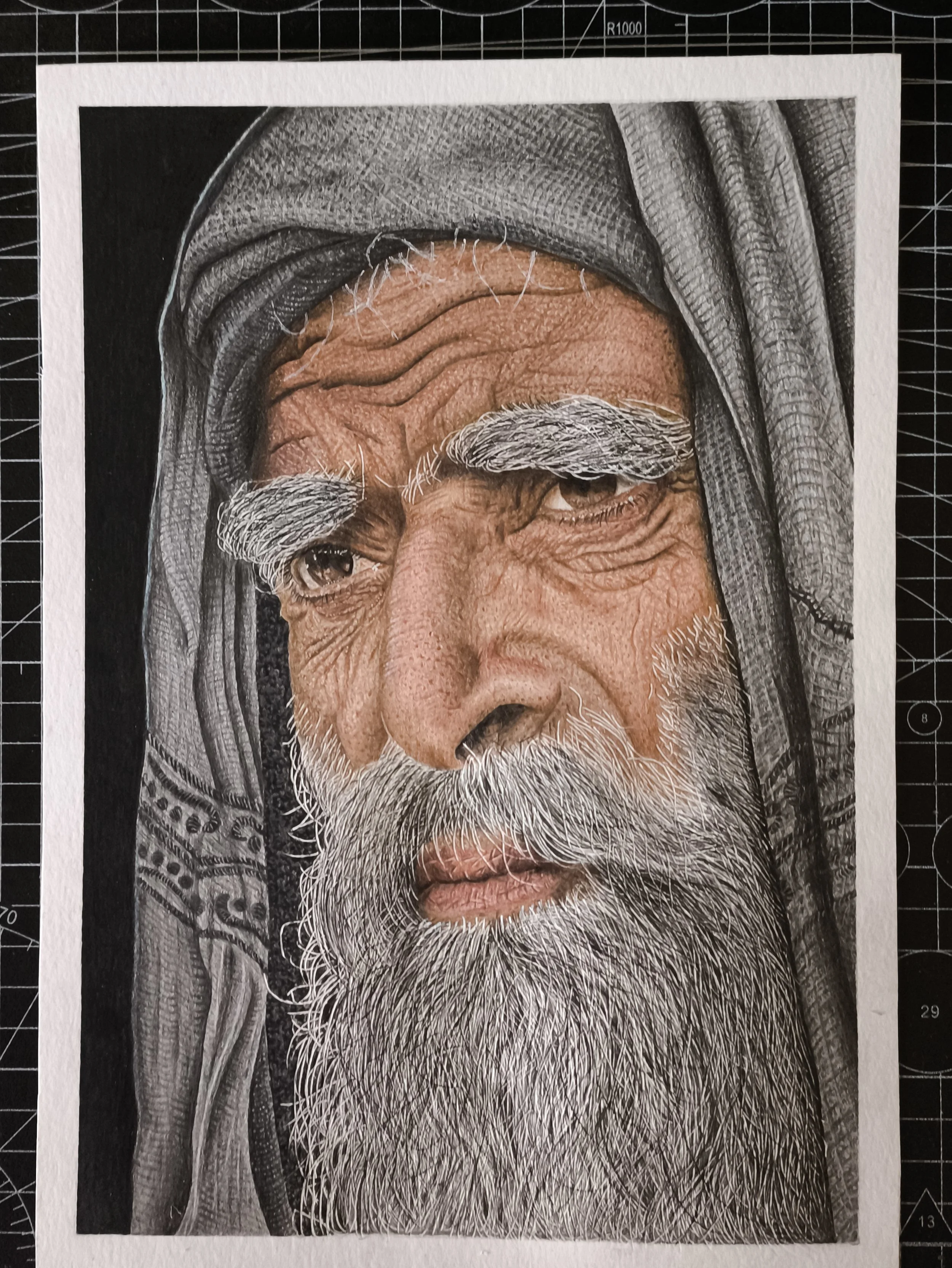 Abuelo Barbon /  Técnica: Lapices de colores / Tamaño: A4 21x29.7 / Hoja: Strathmore Bistrol vellum surface 270 grs.