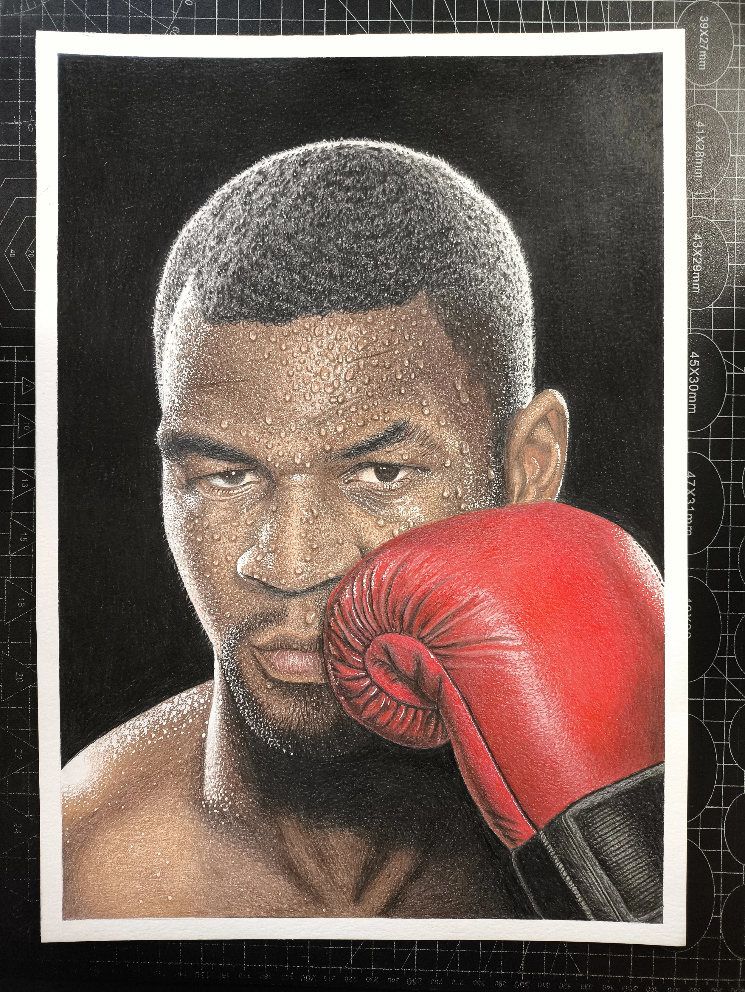 Myke Tyson / Técnica: Lapices de colores escolares / Tamaño: A3 42x29.7 / Hoja: Strathmore Bistrol vellum surface 270 grs.