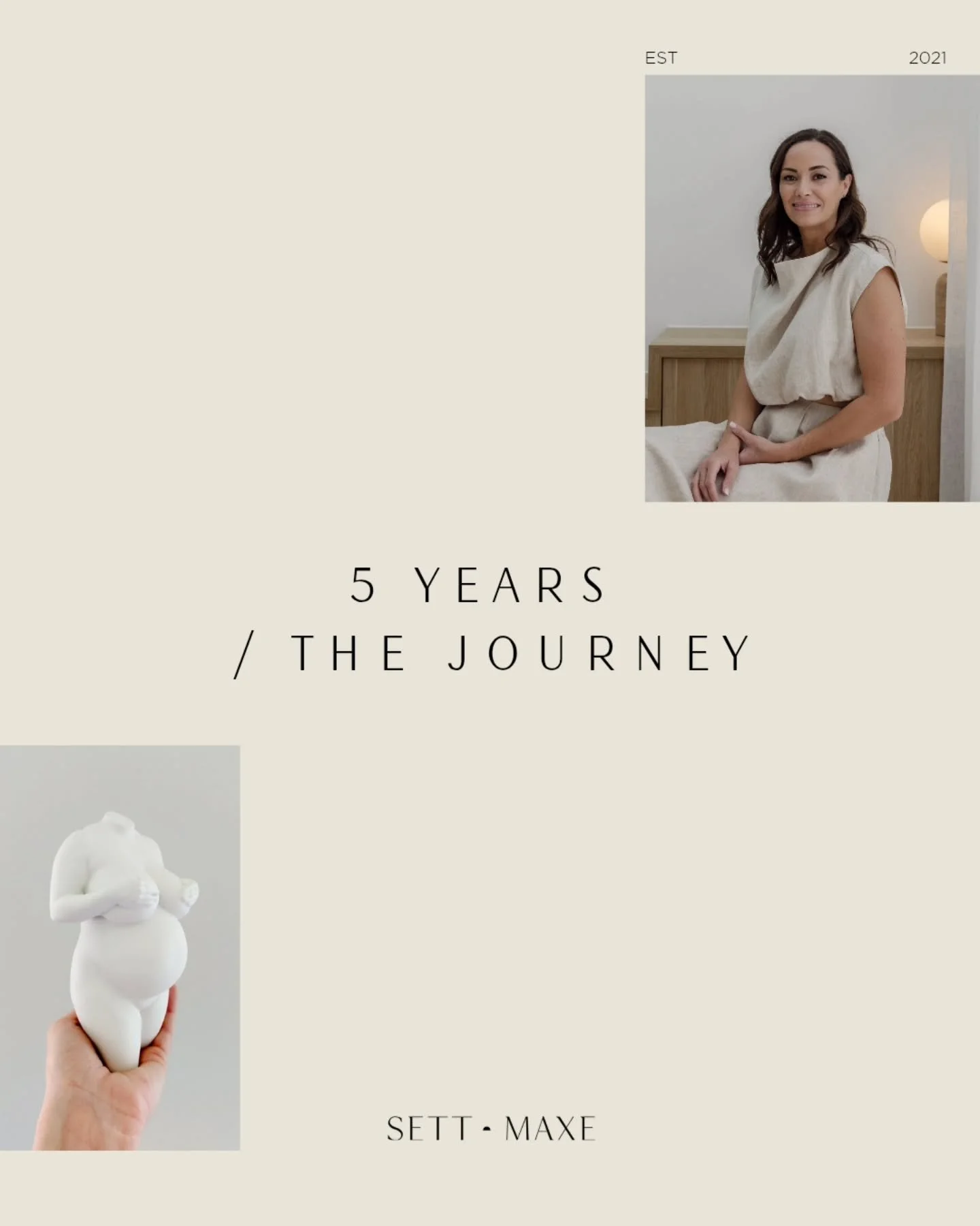 5 years ago I started SETT &amp; MAXE, pregnant and unsure.
Today, thousants of mamas later, I'm still learning, still growing, still so very grateful. 

Swipe for the journey &rarr;
