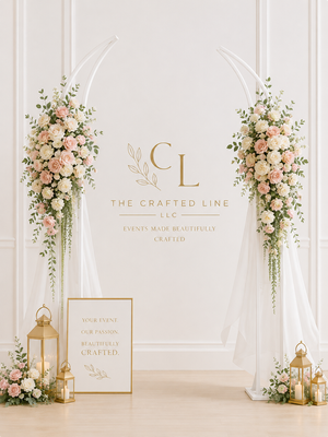 Bridal ceremony with 2 floral arch half stand styled by The Crafted Line Colorado