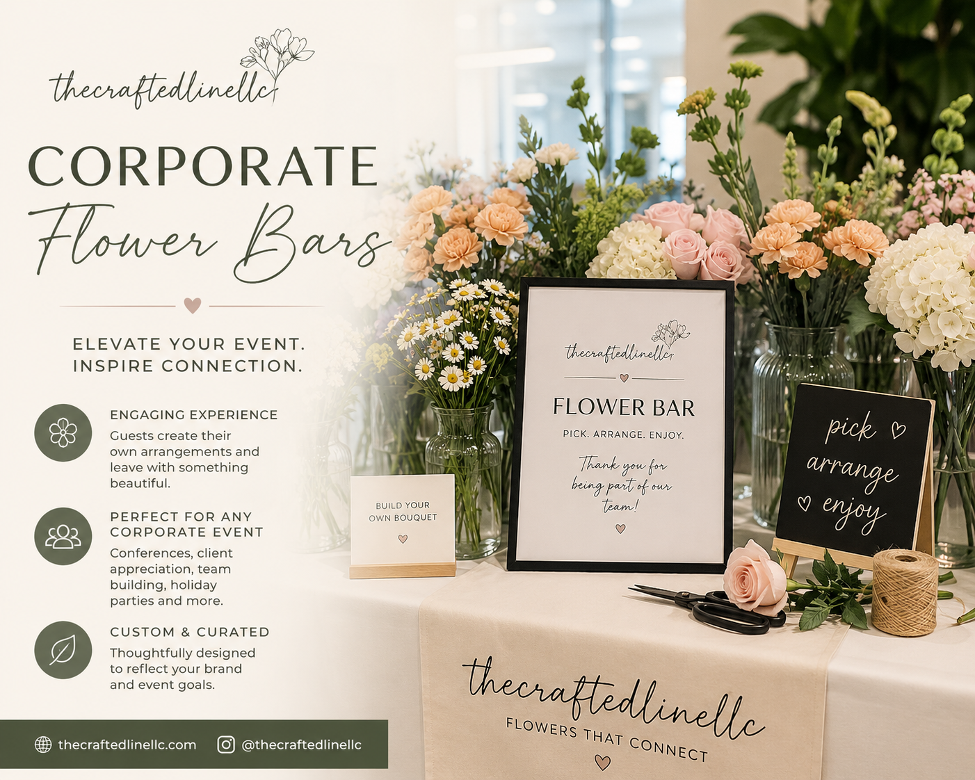 Why Companies Are Adding Flower Bars to Corporate Events (And Why Your Team Will Love It)By The Crafted Line LLC · June 2026 