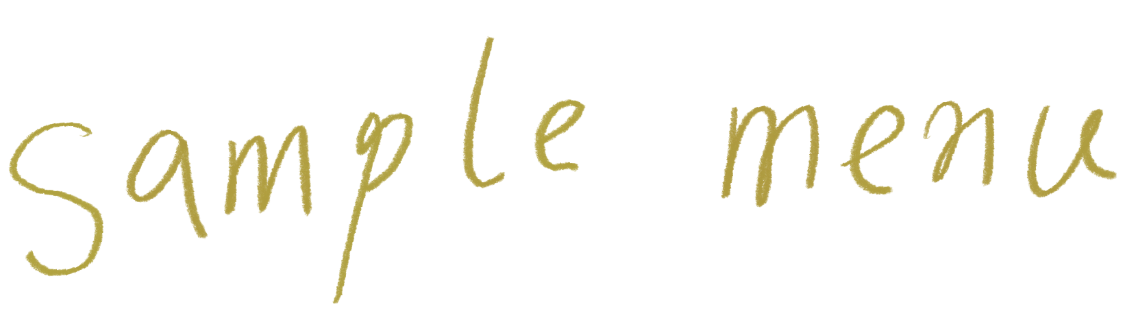 The image features the words 'sample menu' written in a large, handwritten-style font in a muted greenish-brown color.