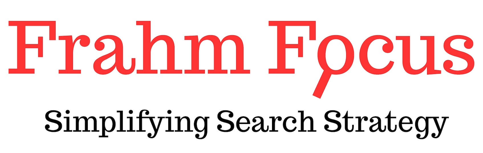 Frahm Focus logo in red and black text, with the tagline "Simplifying Search Strategy" beneath.