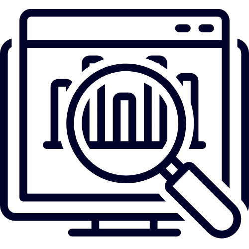 Website icon with a magnifying glass
