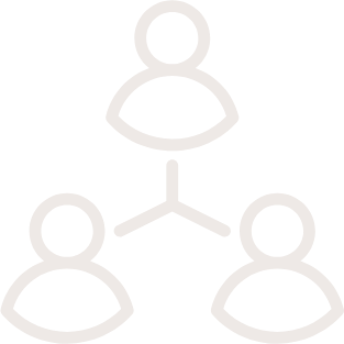 Icon depicting a simple social network diagram with one person connected to two others.