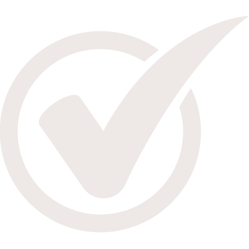 White checkmark inside a circle on a black background