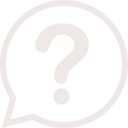 A black speech bubble with a gray outline containing a large white question mark.