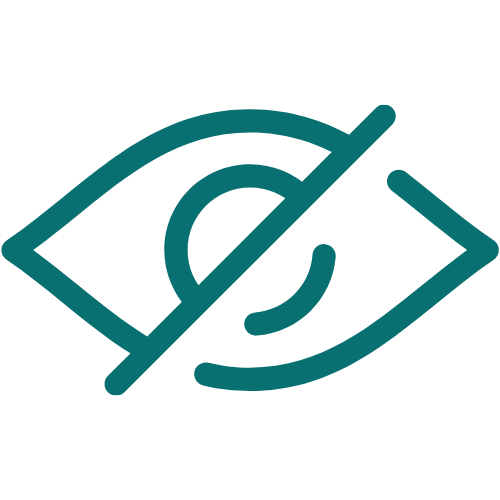 Icon of an eye with a line crossing through it, indicating hidden or concealed content.