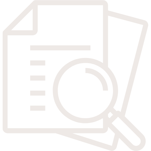 Outline of a document with a magnifying glass examining some text.