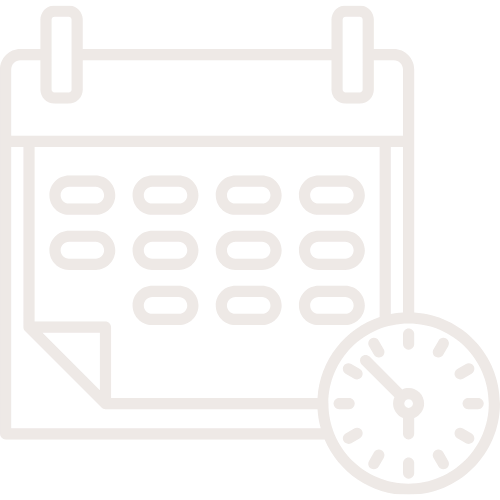 A calendar icon with a clock indicating a scheduled time.