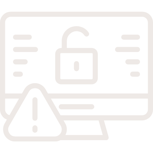 Computer screen displaying a lock icon with a warning triangle and exclamation mark in front indicating a security alert or breach.