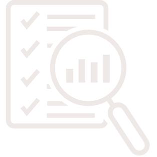 Checklist with bullet points and a magnifying glass focusing on a bar chart.