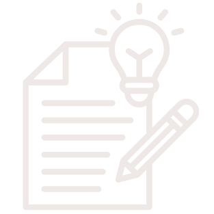 Outline of a document with lines of text, a lightbulb above it, and a pencil pointing at the document.