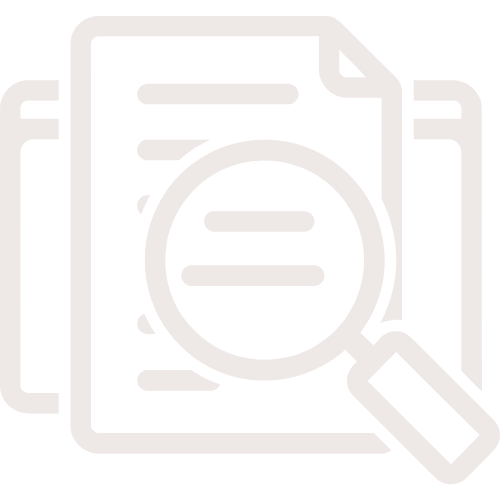 Icon of a document with a magnifying glass over it.