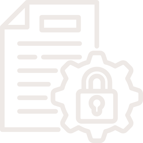 Document with a gear icon and a lock symbol representing security or data protection.