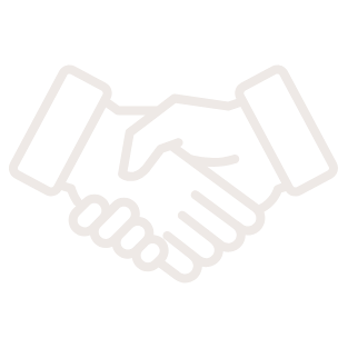 Outline of a handshake between two people, with rectangular cuffs on their sleeves.