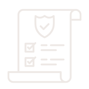Icon of a checklist on a rolled-up scroll with a shield and checkmarks.