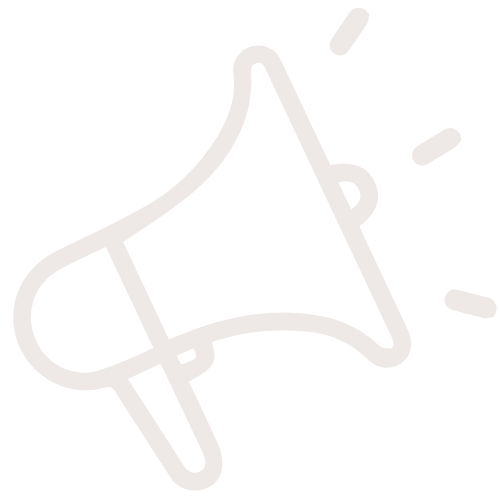 Line drawing of a megaphone with sound lines indicating shouting or announcement.