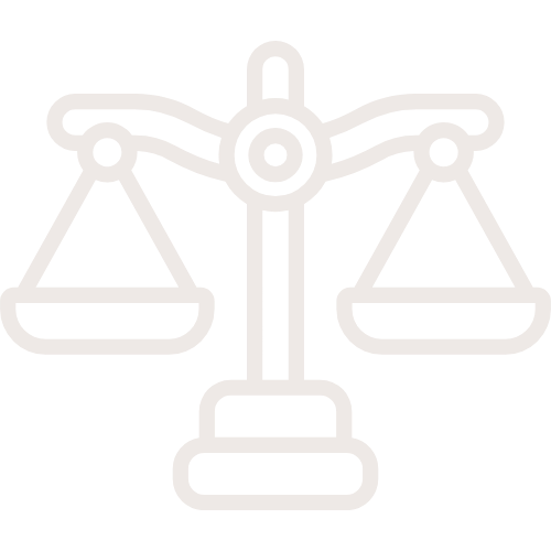 Icon of balanced scales representing justice or law.