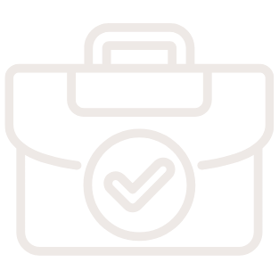 Outline of a briefcase with a checkmark on it.