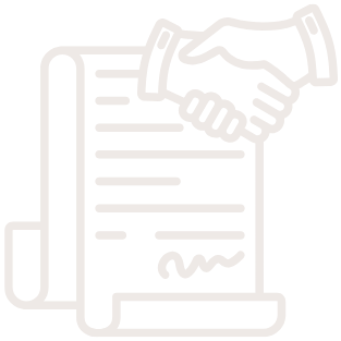 Illustration of two hands shaking over a signed document
