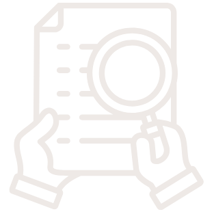 Icon of a magnifying glass over a document, representing search or analysis.