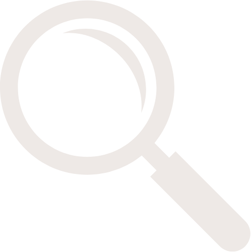 Magnifying glass icon in white on black background.