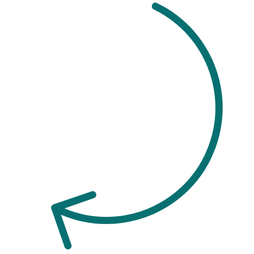 A black and teal recycling icon with a circular arrow forming a loop.