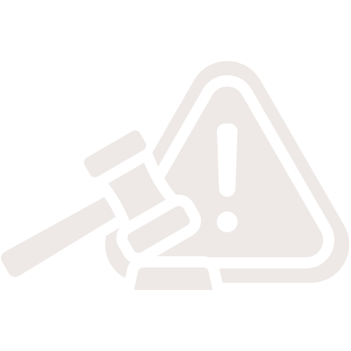 A gavel hitting a triangular warning sign with an exclamation mark for caution or alert.