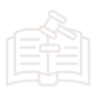 Open book with a gavel above it, symbolizing legal or judicial knowledge.