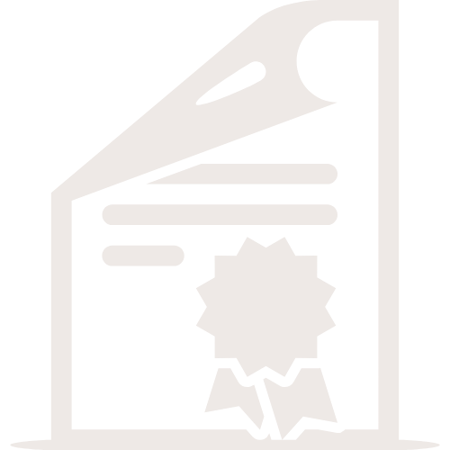 Icon illustration of a certificate with a ribbon and star in black and white.