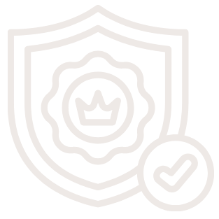 Shield with a crown and a checkmark icon, representing protection or certification.