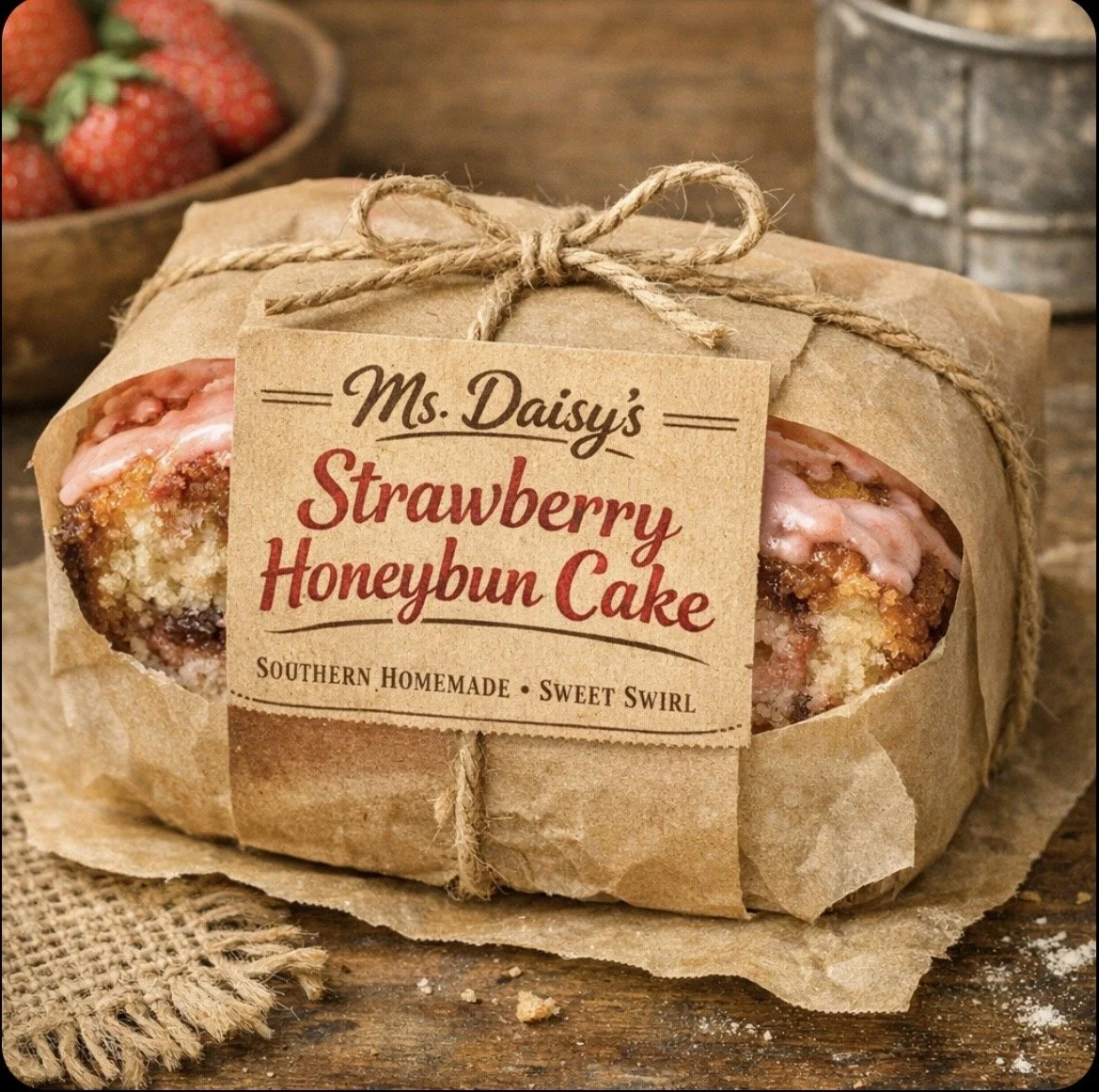 Strawberry Honey Bun Cake