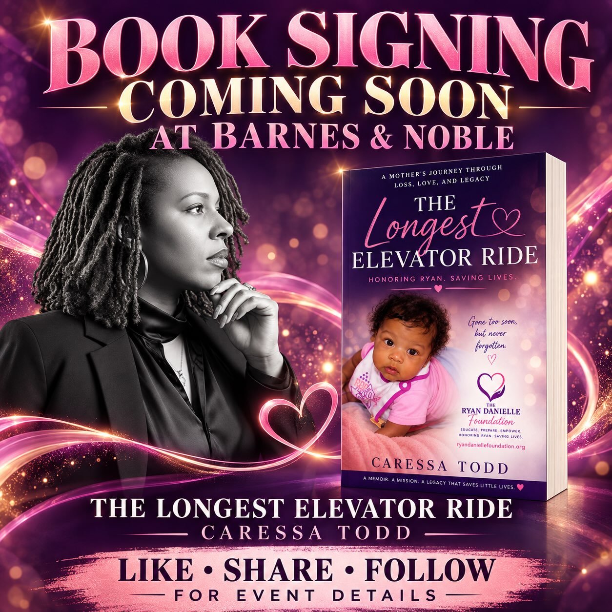 📚✨ SOMETHING EXCITING IS COMING!

The Longest Elevator Ride: A Mother&rsquo;s Journey Through Loss, Love, and Legacy is coming to Barnes &amp; Noble for an upcoming book-signing event!

I cannot wait to meet readers, share a piece of Ryan&rsquo;s st