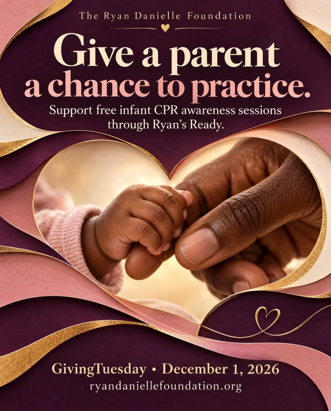 Small hands. Big reasons to give. 💜

This is The Ryan Danielle Foundation&rsquo;s first @givingtuesday , and I&rsquo;m learning as we grow. One thing I know: I want more parents to have an opportunity to practice before an emergency happens.

Pictur