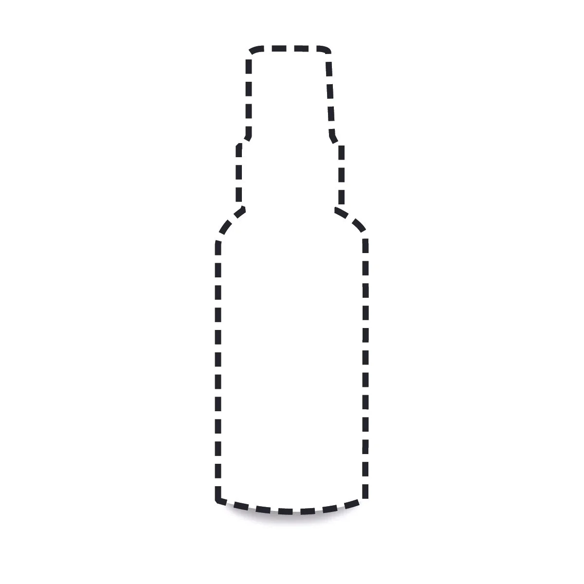Dashed outline of a bottle.