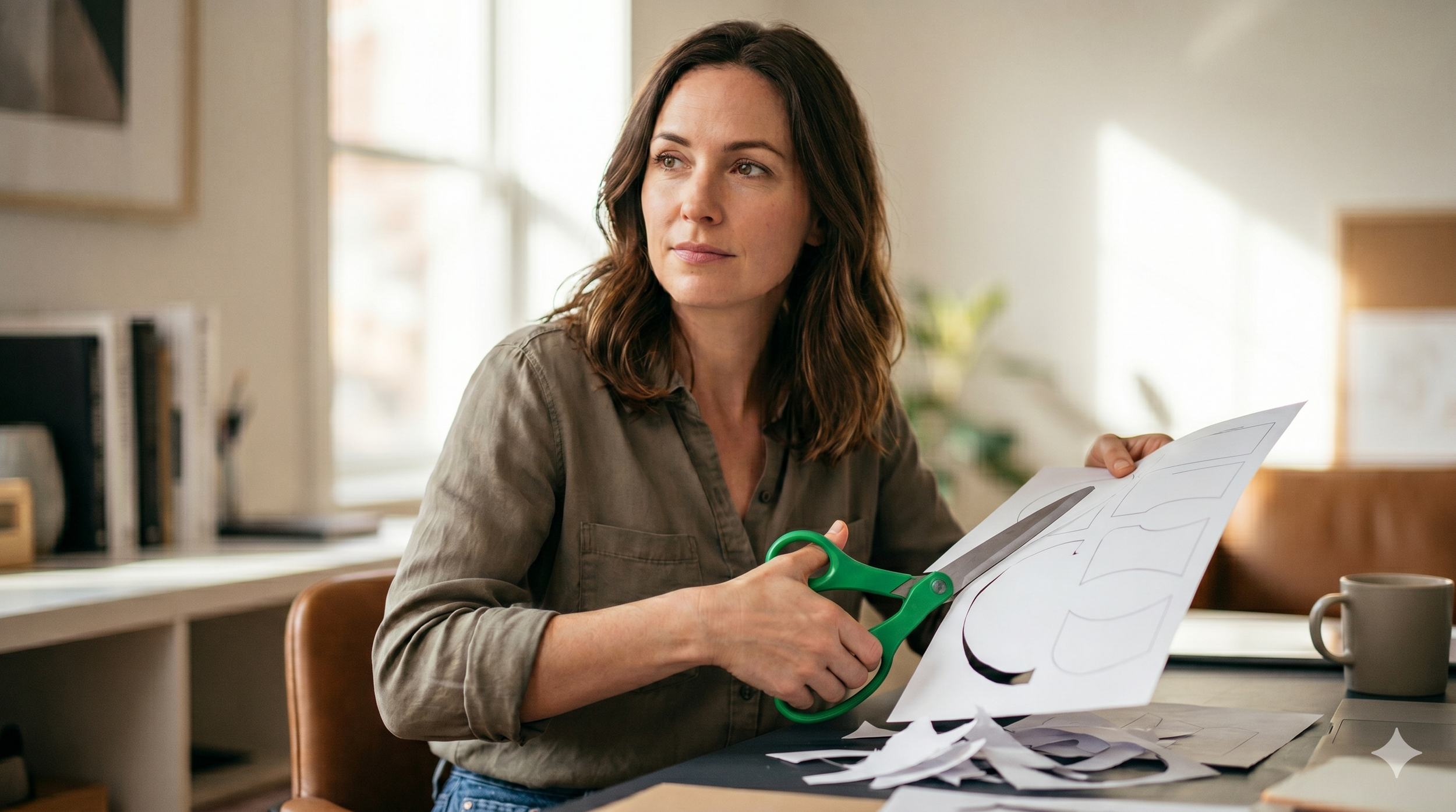 A woman sitting at her desk looking unhappy at work, wondering if her job is the right fit.