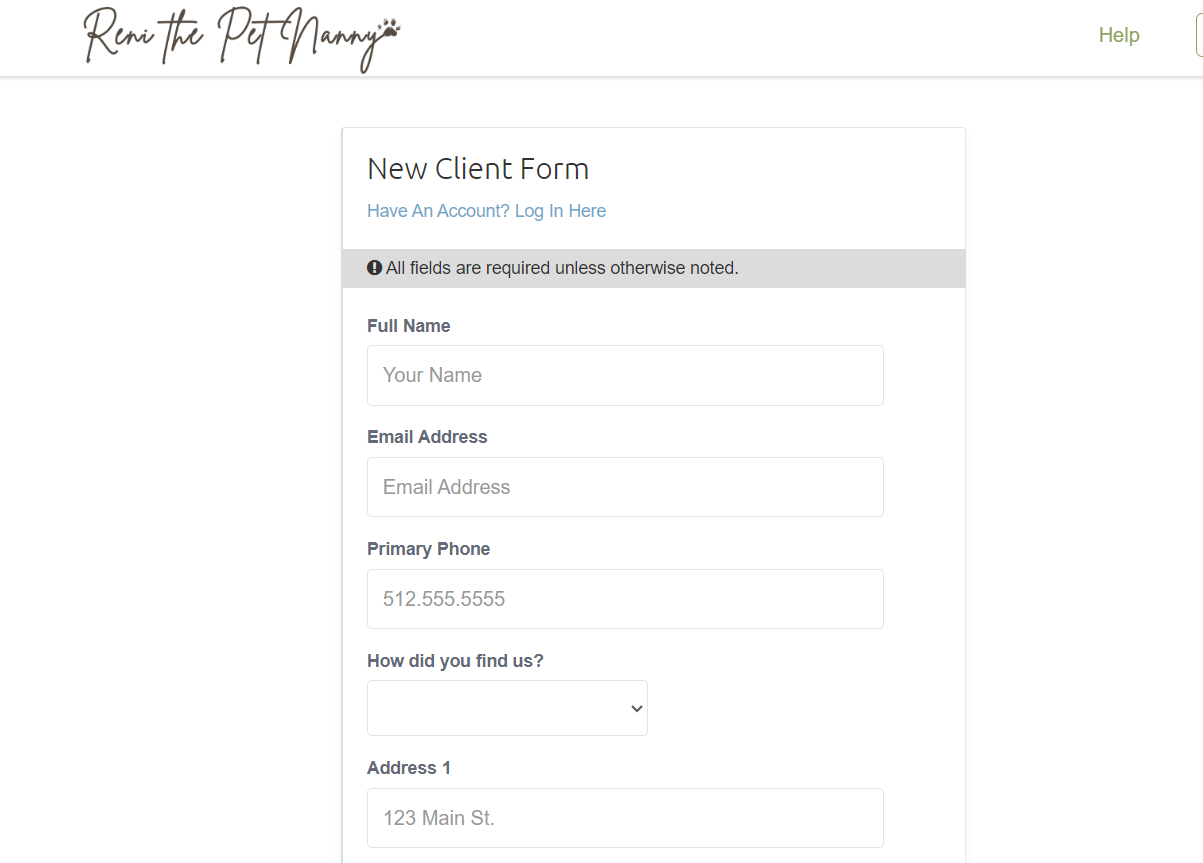 Reni the Pet Nanny Website