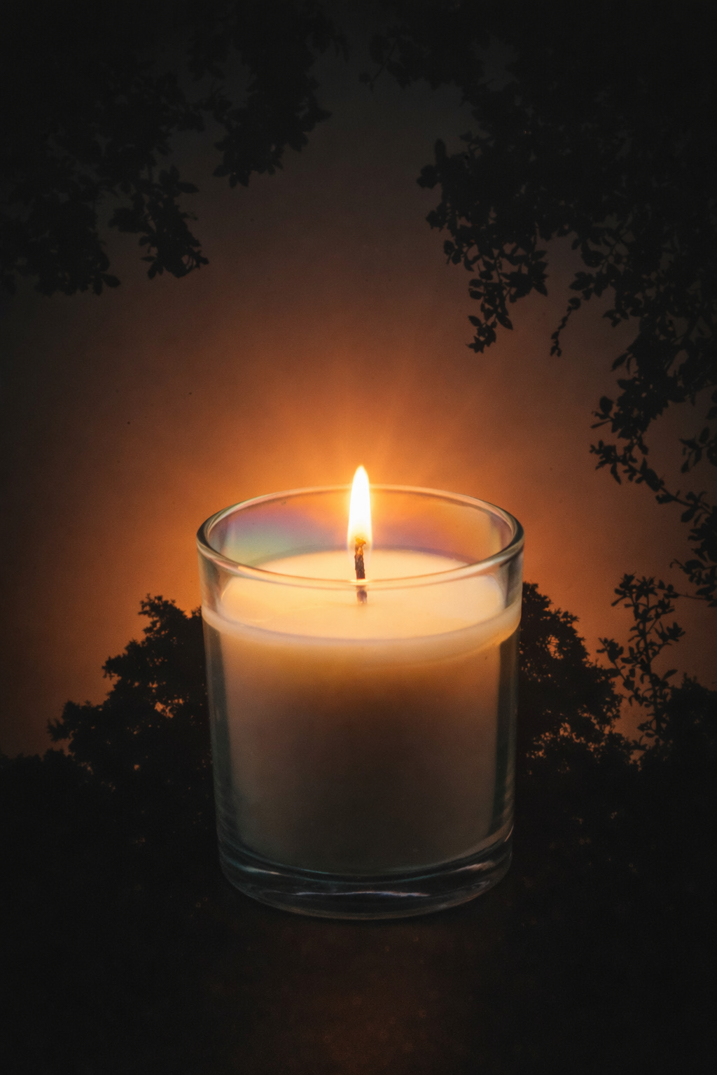Handcrafted Ignis Knosis candle glowing in darkness, representing illumination, reflection, and inner awakening.
