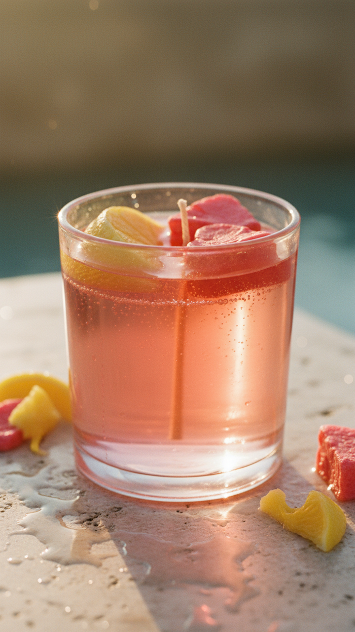 Curious Confections Pink Watermelon Lemonade candle by Ignis Knosis featuring juicy watermelon, bright citrus, and refreshing summer fragrance notes.