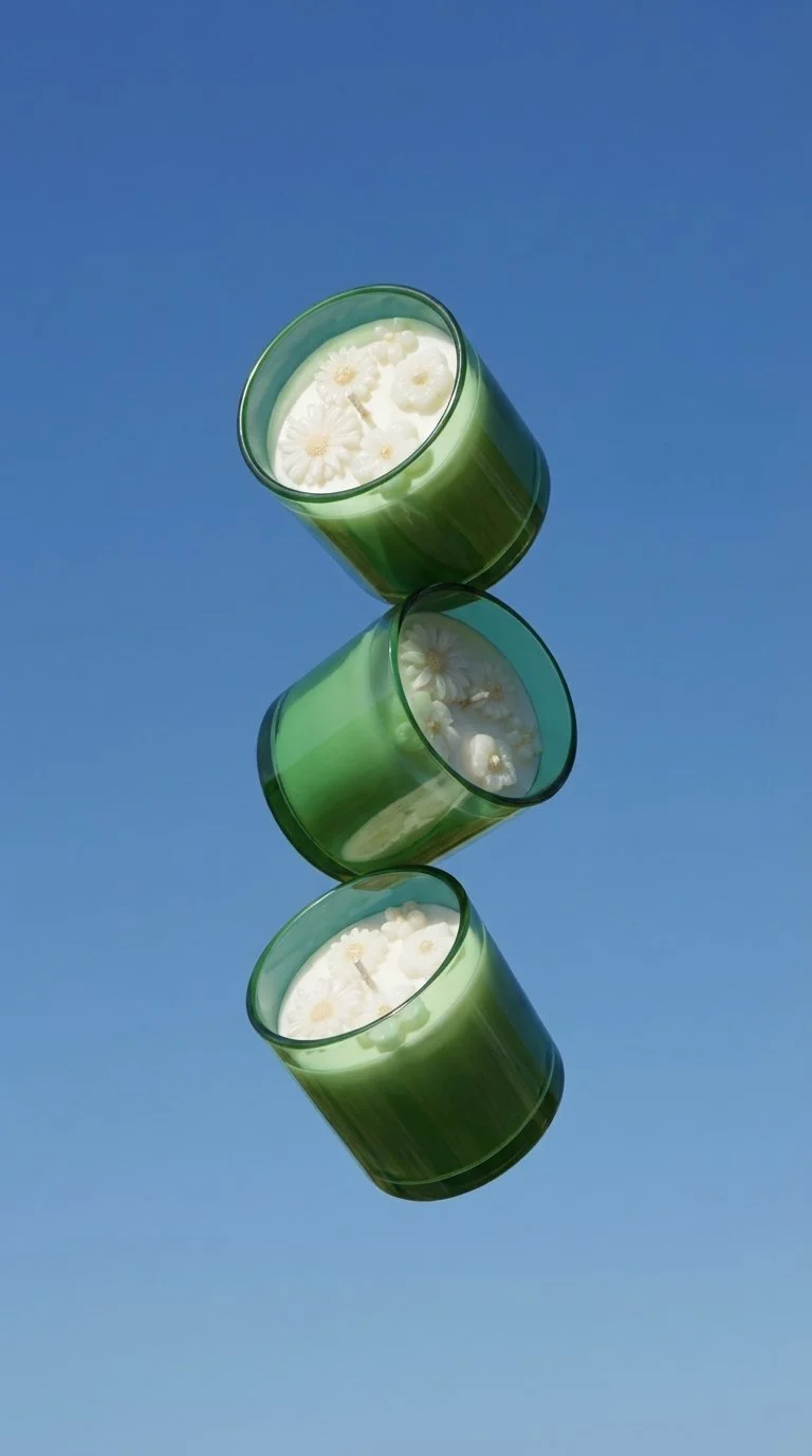 Ignis Knosis artisan candles suspended among sky and light, symbolizing growth, awakening, and the beginning of transformation.