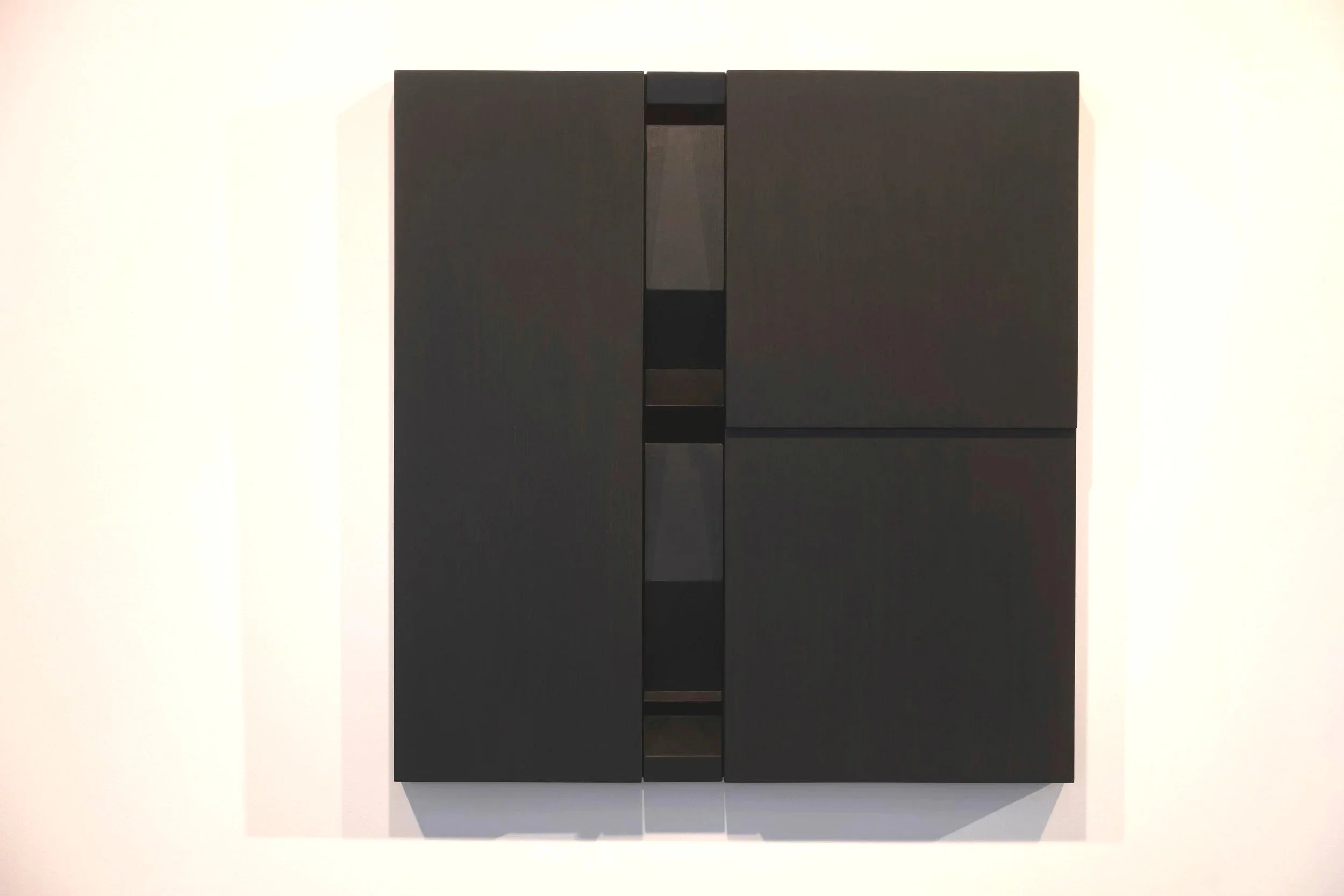 Alone but moving I, acrylic and wood stain on birch ply, 600mm x 600mm x 50mm (sold)