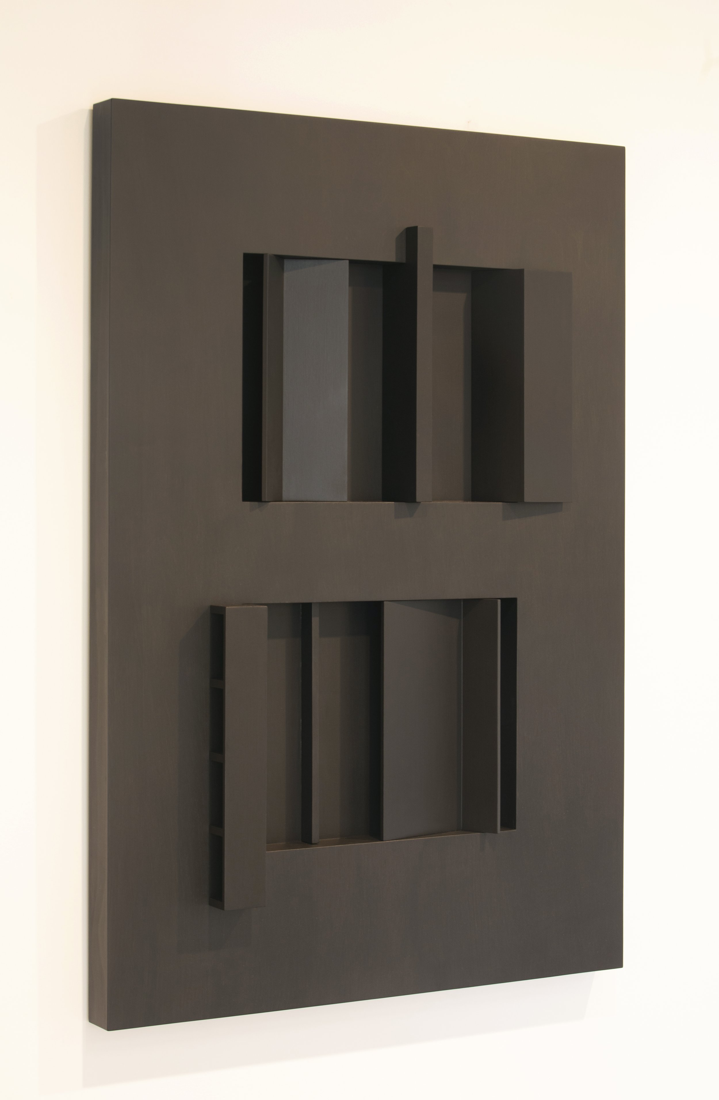 Highpoint II, acrylic paint & wood stain on ply, 750mm x 1100mm x 50mm