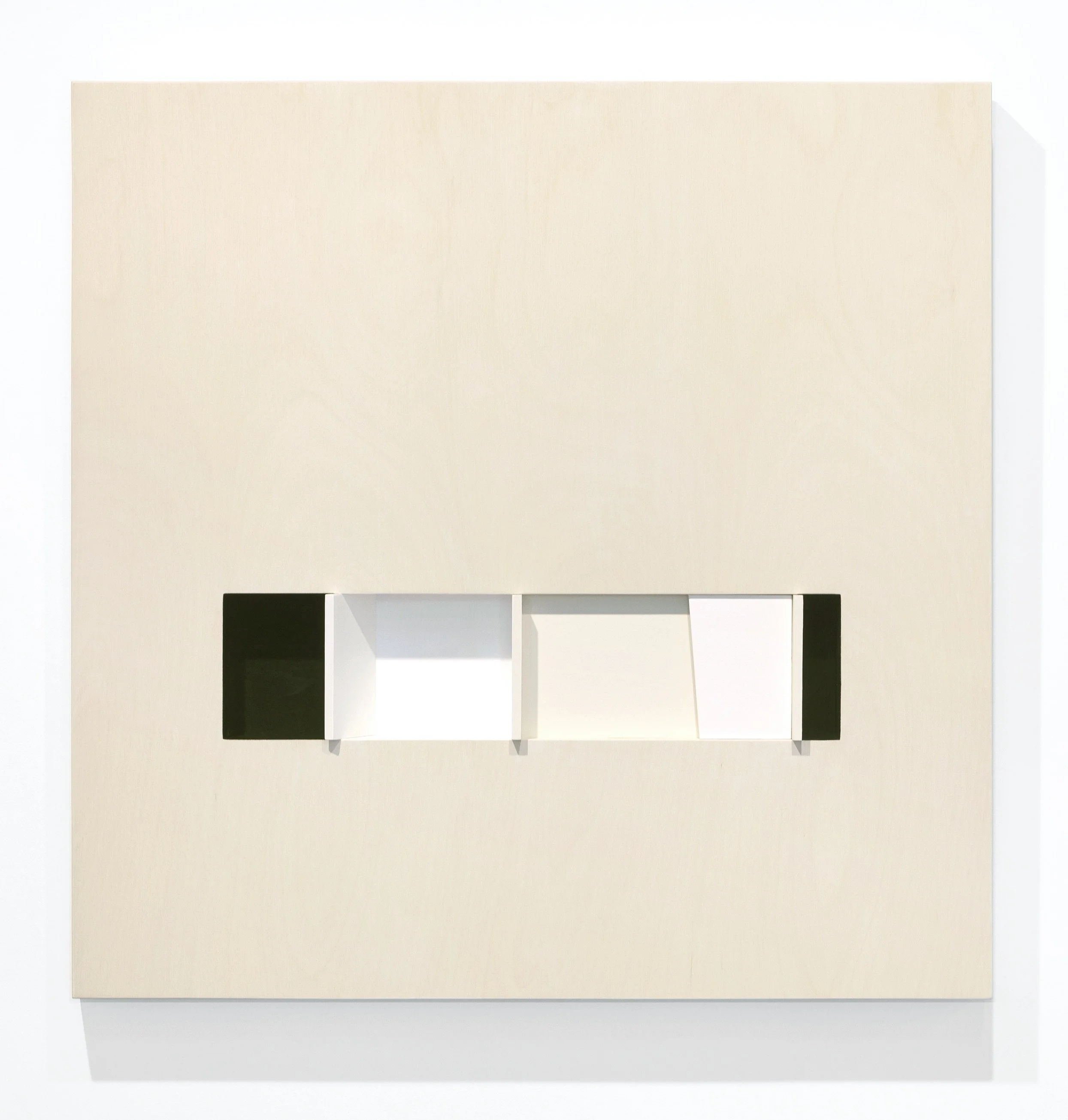 Inside, Looking Out, acrylic paint & wood stain on ply, 600mm x 600mm x 50mm